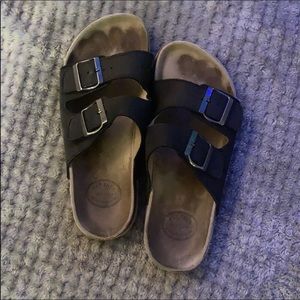 Open Toed Double Strap Buckle Black and Brown Womens 8.5 Sandles